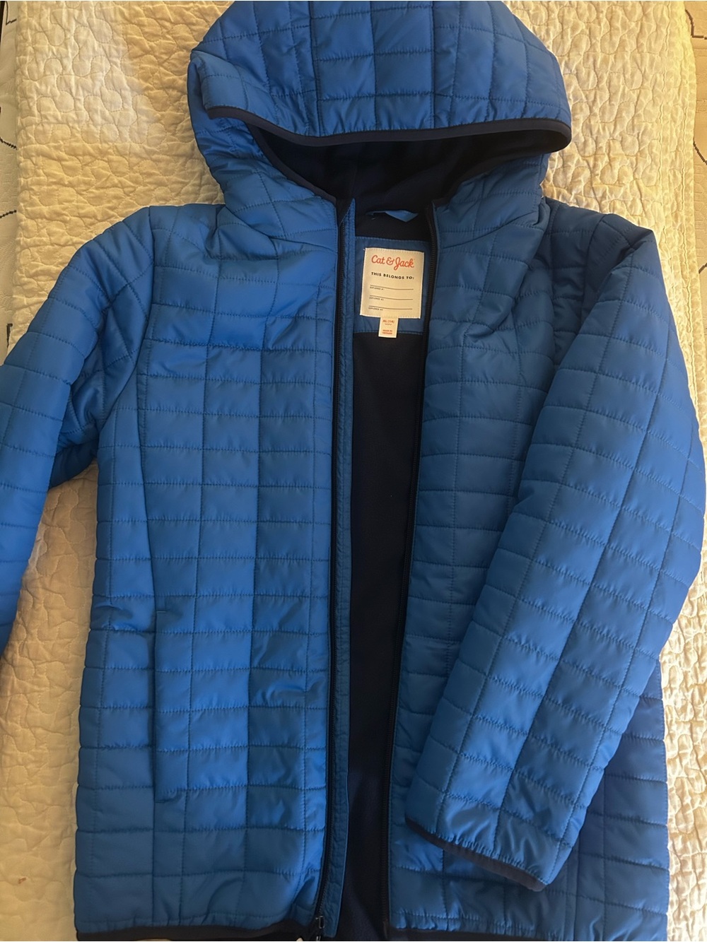 Cat & Jack Bright Blue Quilted Hooded Puffer Jacket